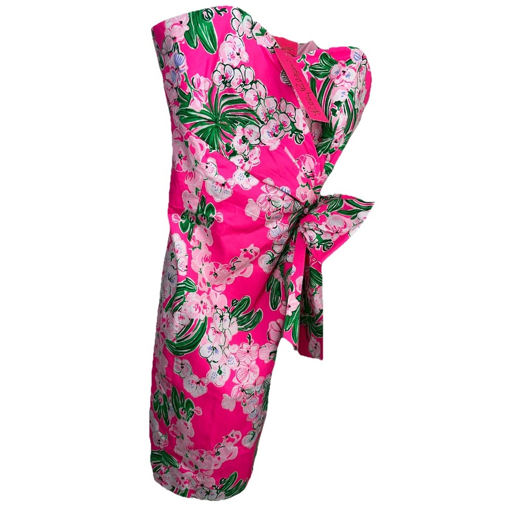 New‎ Lilly Pulitzer Stela Strapless Stretch Bow Dress Roxie Pink Worth A Look - Picture 4 of 9
